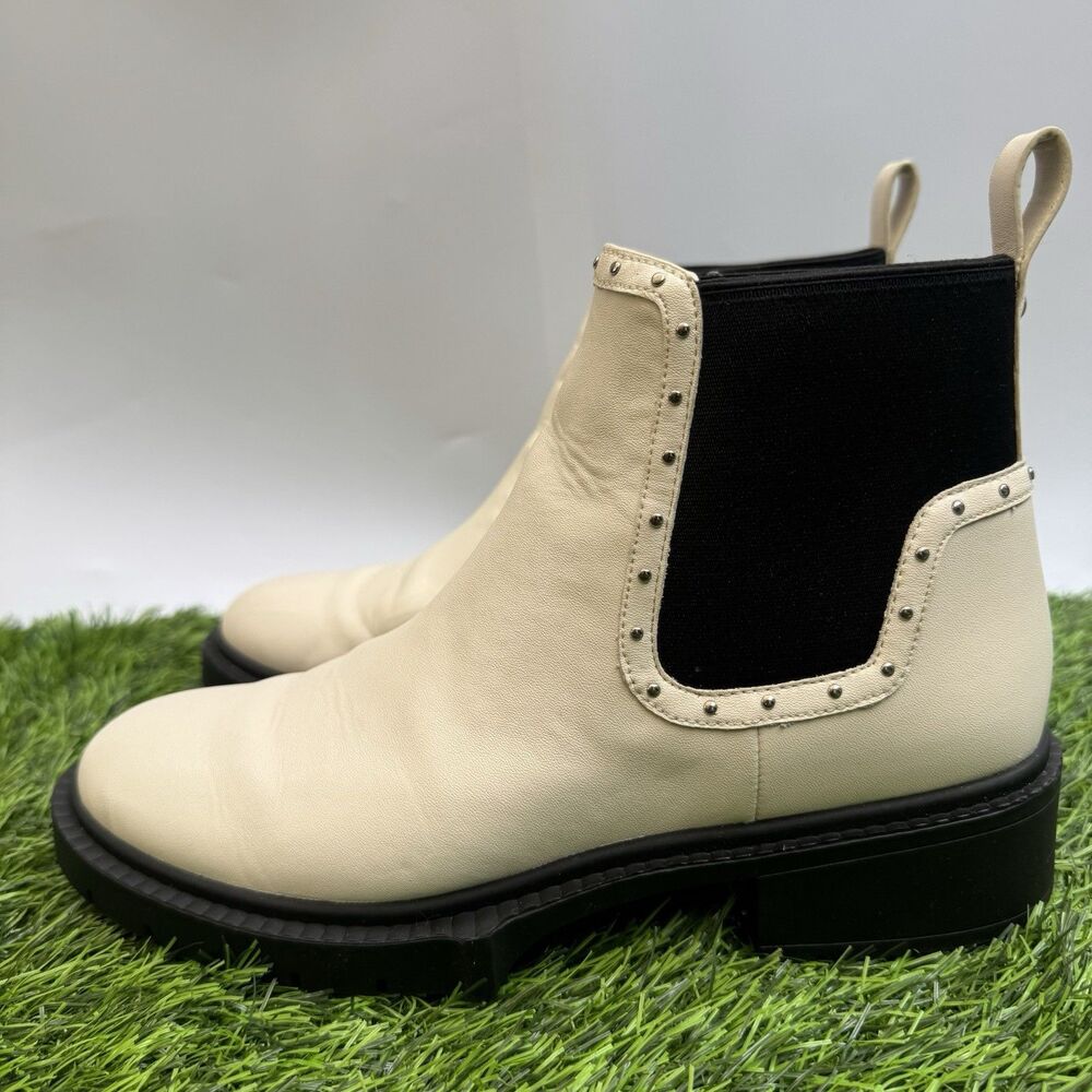 Coach Cream and Black Leather Chelsea Ankle Boots